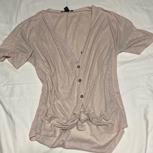 Pink button up t-shirt, womens medium